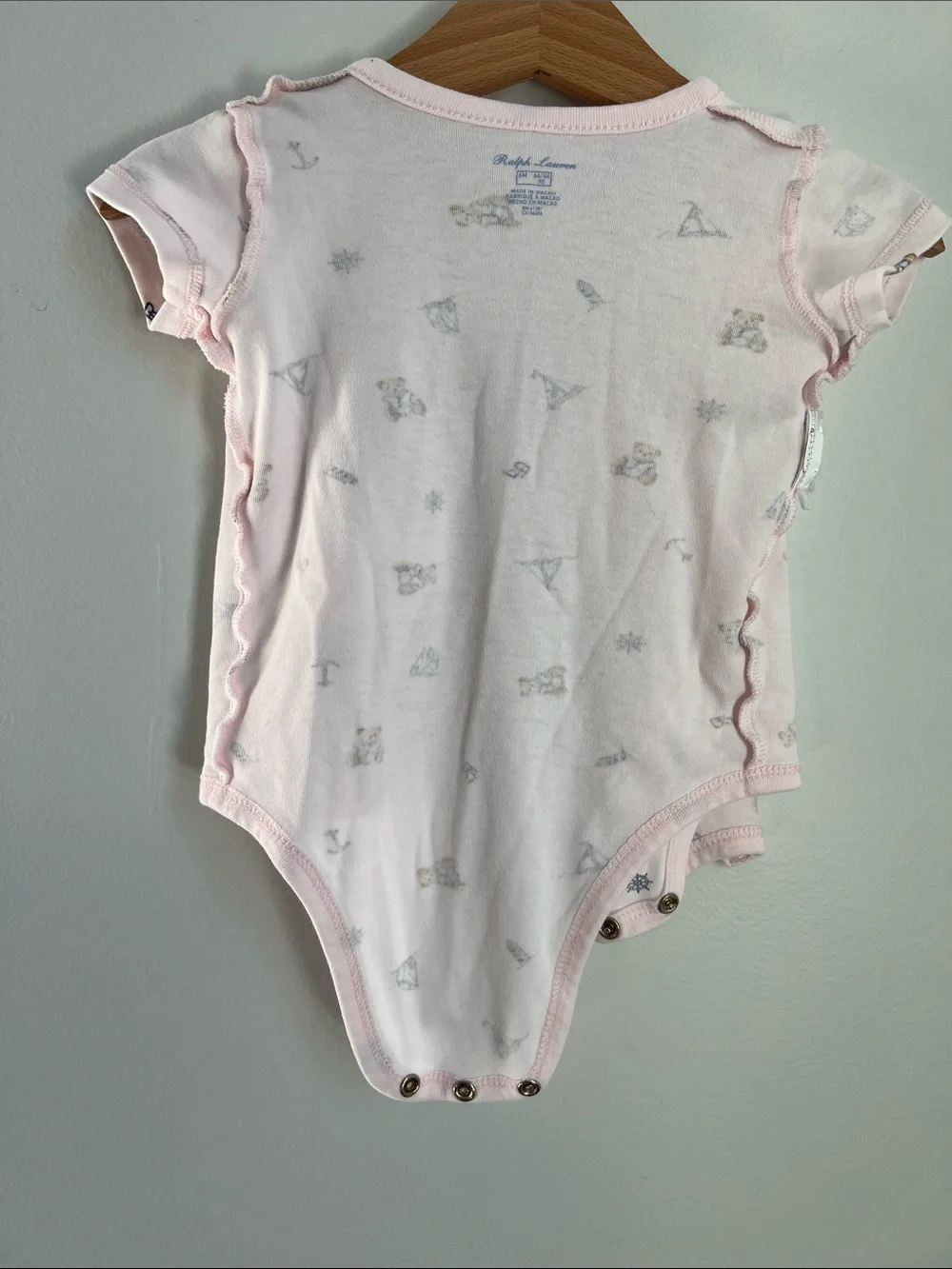 Ralph Lauren | Light Pink Teddy & Nautical Print One-Piece Size 6 Months